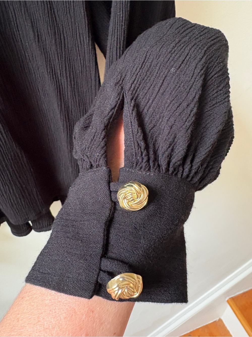 ba&sh Mock Neck with Gold Buttons - Picture 7 of 12